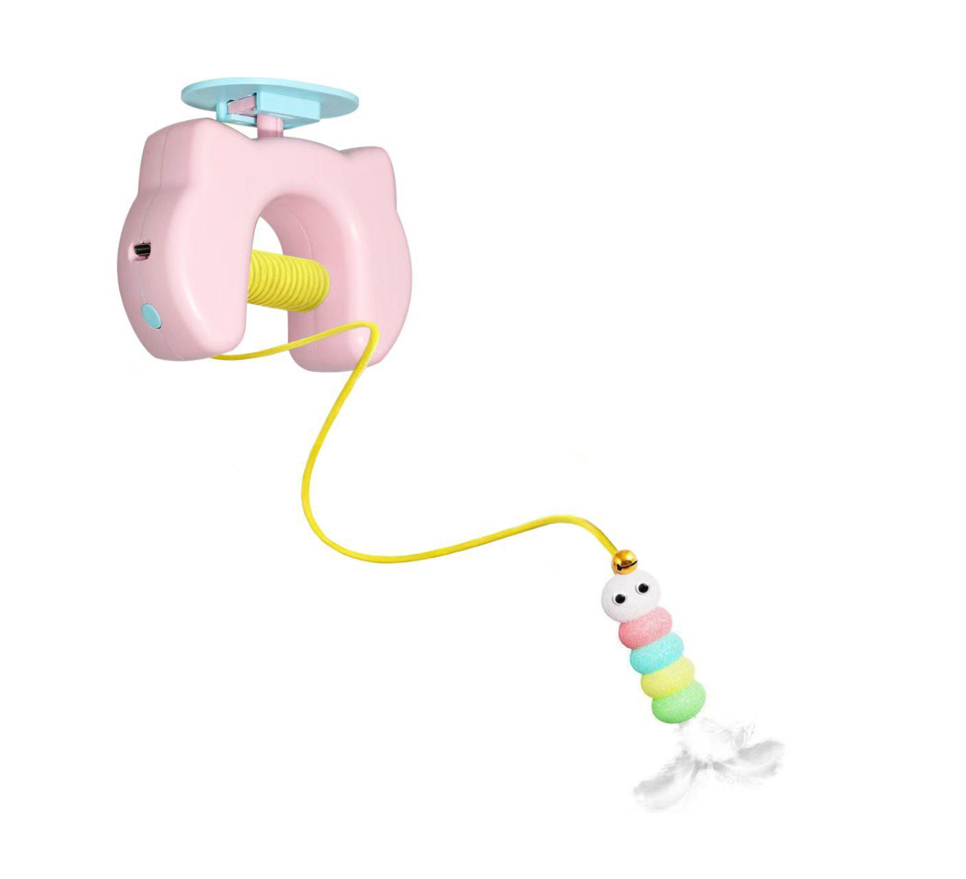 Automatic Retractable Cat Wand — Suction-Cup Cat Toy for Self-Amusement & Boredom Relief — Hands-Free Feather Pet Toy