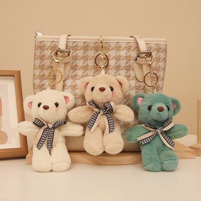 Cartoon Plush Bear Girl Keychain Schoolbag Doll Cute Backpack Pendant Ornament Doll Gift