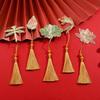 5 Pcs Chinese Style Bookmarks Page Markers Reading Bookmarkers Leaf Shape Bookmarks Metal Bookmarks with Tassels