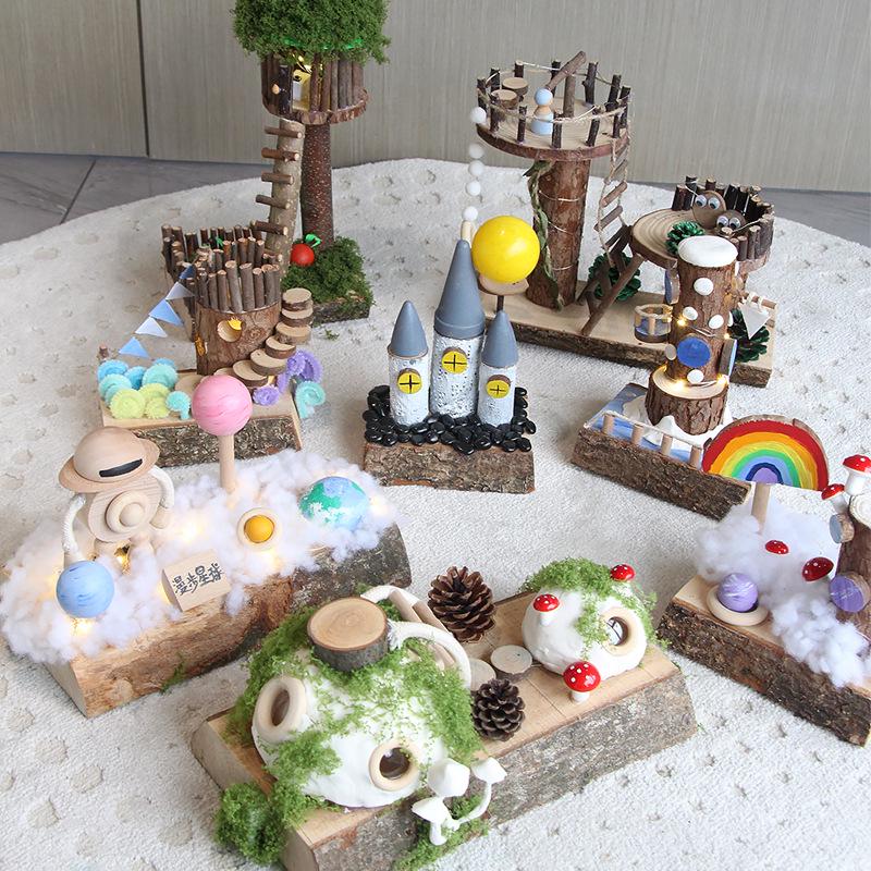 Eco-Friendly Kindergarten Art Supplies: Natural Twigs & Wood Chips for DIY Treehouse Projects
