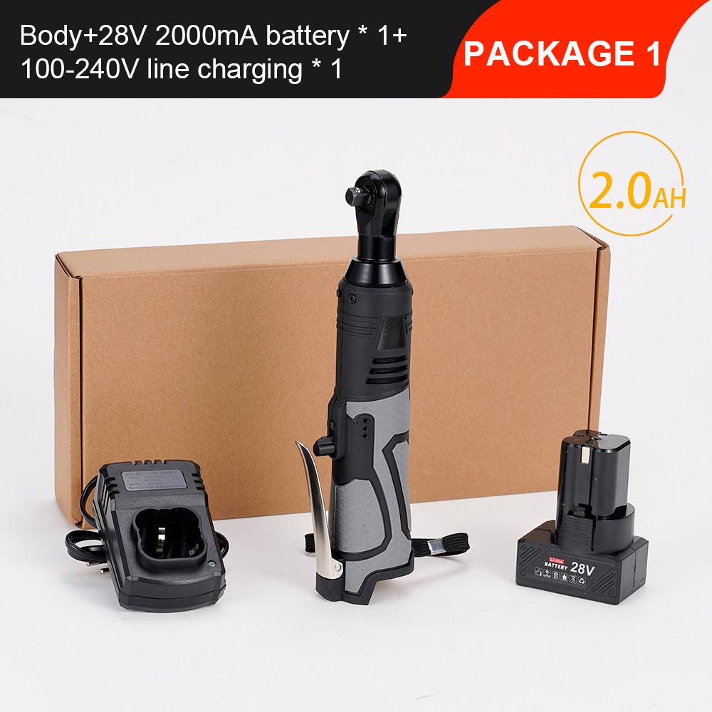 Cordless Electric Impact Wrench Screwdriver 3/8 Right Angle Electric Ratchet Wrench Portable Power Tool Set