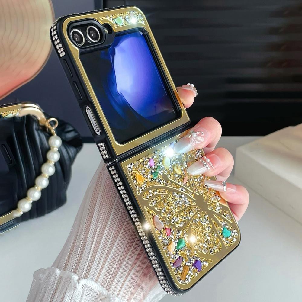 

Блестящий бриллиантовый чехол-бабочка класса люкс для Samsung Galaxy Z Flip 6 5 4 3 ZFlip 6 художественный креативный блестящий красочный чехол For Galaxy ZFlip3 5G