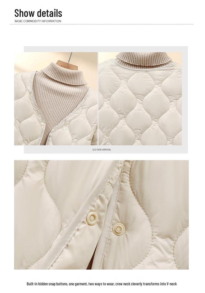 Women's Cotton V-Neck Jacket: Warm, Long-Sleeve Base Layer for Autumn/Winter, Socialite Style, Versatile Outerwear.