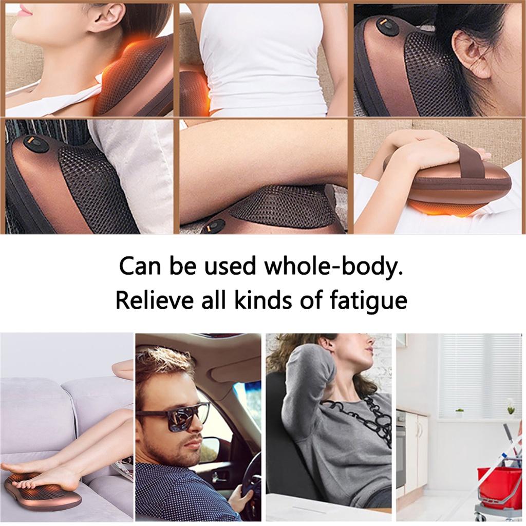 DC 12V Electric Massage Pillow Electric Shoulder Back Heating Kneading Infrared Therapy Pillow Shiatsu