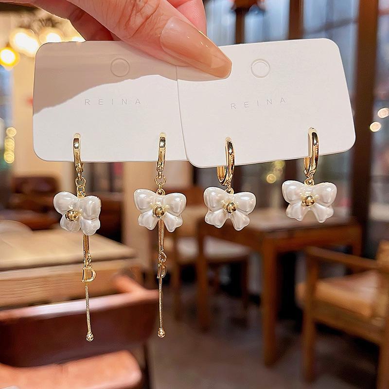 Exquisite S925 Silver Bow Earrings - Korean Micro-Inlaid Design