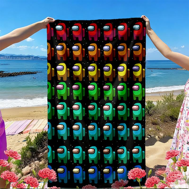 Among Us Print Beach Towel, Versatile Lightweight Absorbent Beach Towel for Pool Surf Yoga Bathroom, Perfect Birthday Holiday Gift