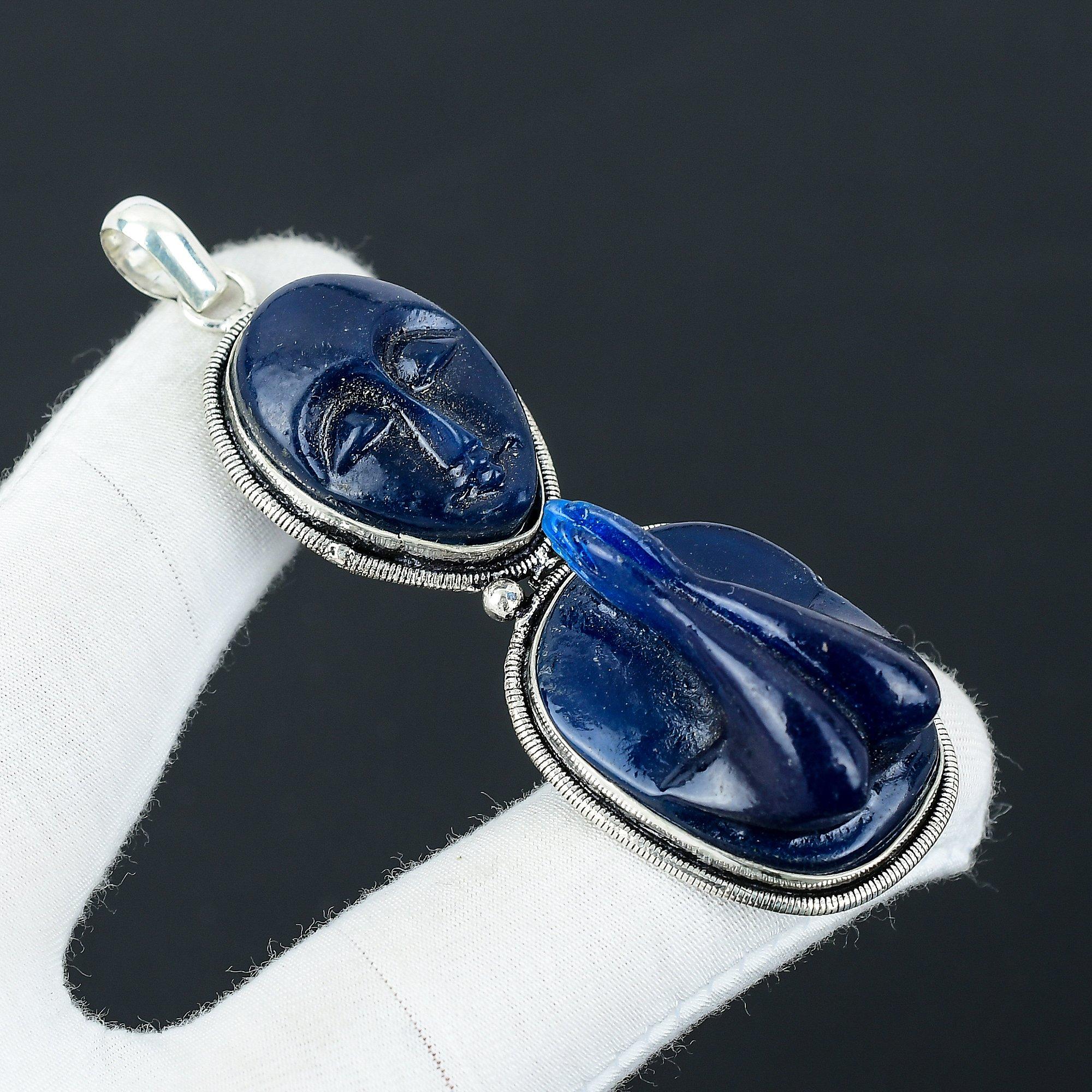 

Подвеска Camiyo Praying Face из стерлингового серебра 925 пробы, подвеска ручной работы, темно-синие украшения Camiyo Praying Face, подарки для мамы, подвеска ручной работы