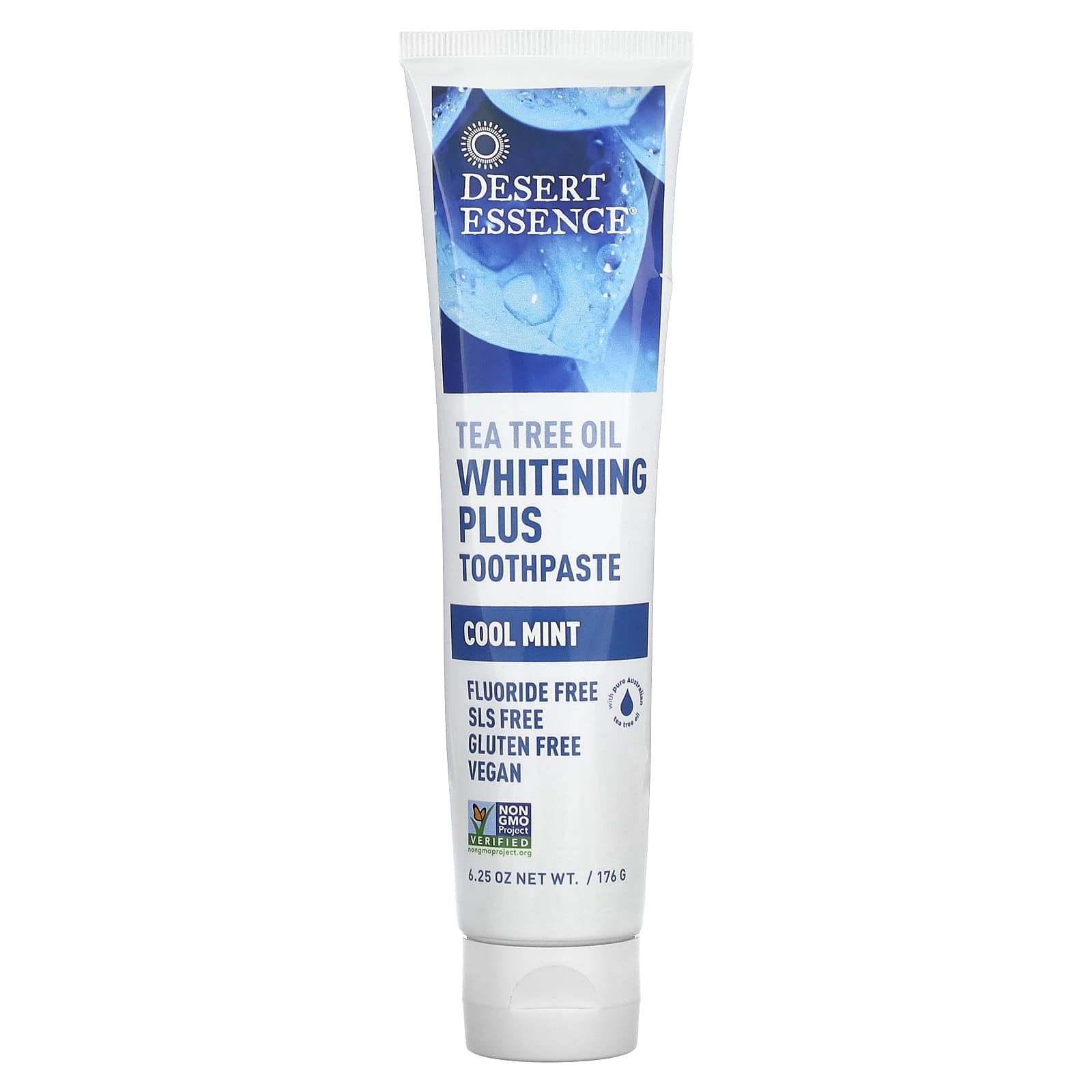 

Desert Essence, Зубная паста с отбеливающим эффектом и маслом чайного дерева, освежающая мята, 6,25 унций (176 г)