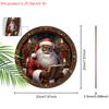 Black Santa Claus Wooden Christmas Sign - Navidad Round Sign for Yard Door Wall Hanging Decor - Ideal Christmas Decoration