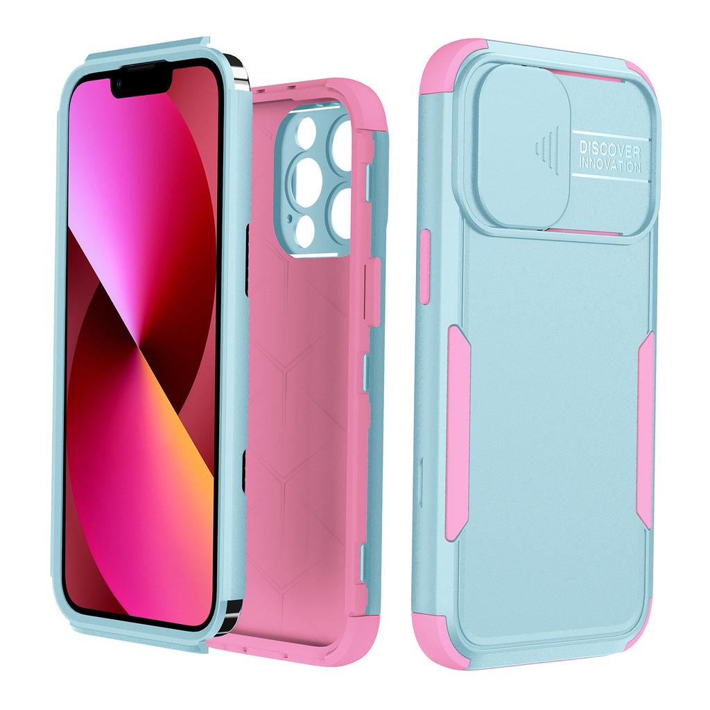 Für Apple Handyhülle, für iPhone 13 Pro Max Schutzhülle mit Drei Anti-Drop und Kreatischem Schiebefenster Airbag Rundumschutz Handyhülle