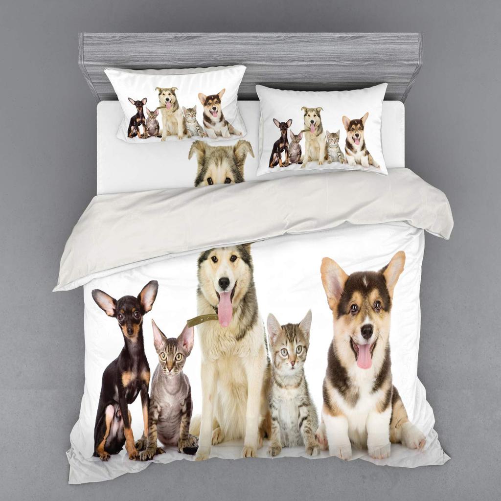 Group Of Dogs Duvet Cover Sets For Kids Teens Boys Girls Lightweight Bedspread Cover Room Decor Family Type Species Bedding Set