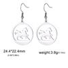 Cool Running Horse Drop Earrings Women Stainless Steel Clear Zircon Round Earrings Gold Animal Jewelry Gift