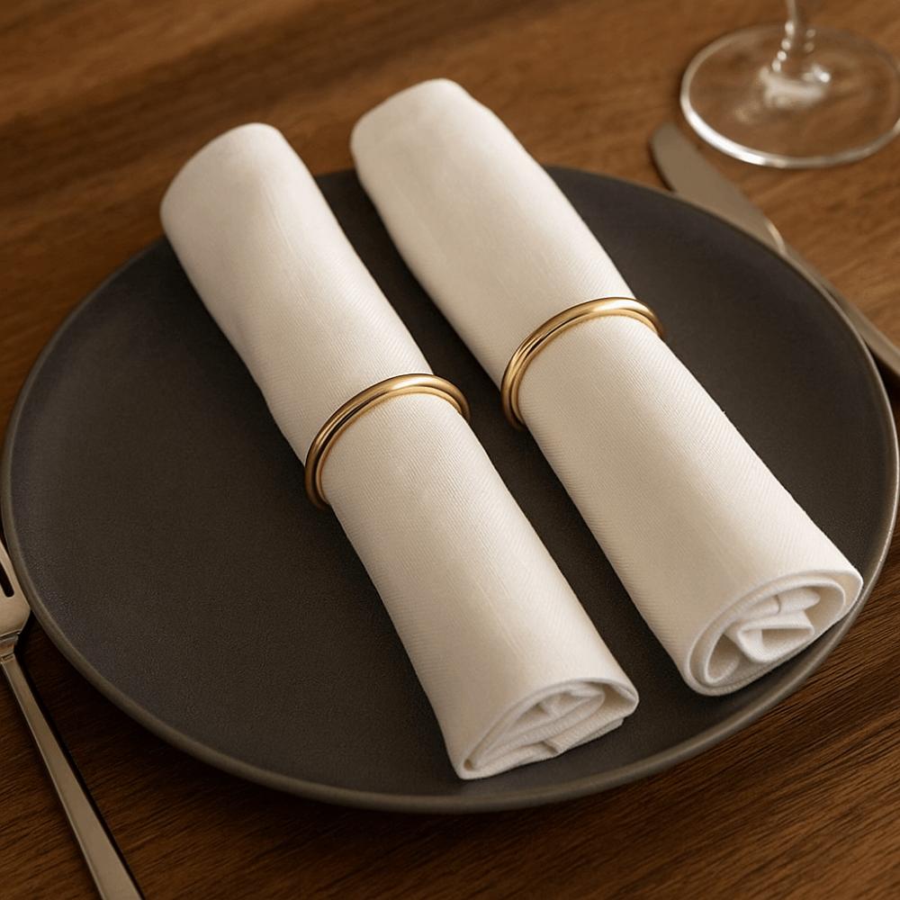 10Pcs Gold Metal Napkin Ring Minimalist Style Napkin Buckle Glossy Serviette Buckles  Thanksgiving