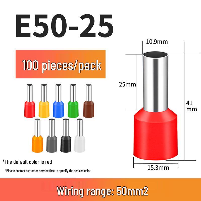 VE Tube-Type Pre-Insulated Terminal E 0308 Cold-Pressed Pin Terminal
