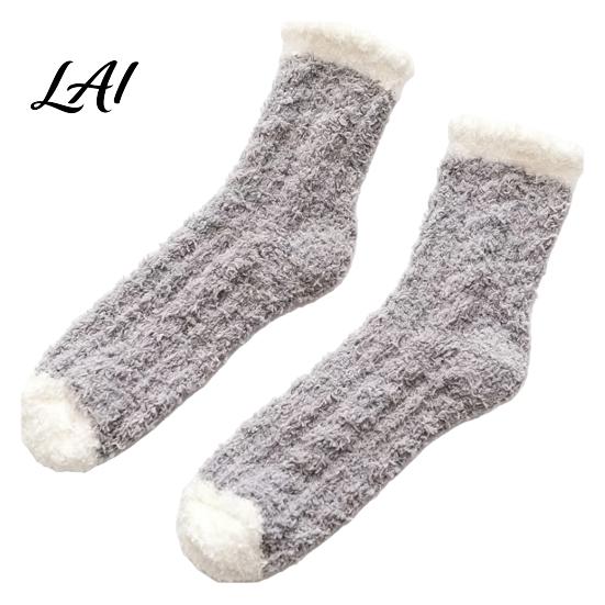 Warm Winter Gift for Women Thickened Plush Socks Women Soft Coral Fleece Slipper with Velvet Towel Bottom Cushioning Thermal Floor Autumn