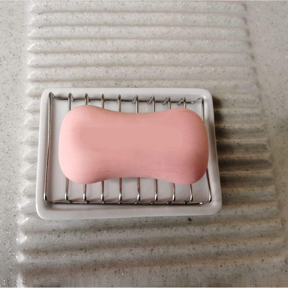 Multi-function Ceramic Soap Dish Stainless Steel Drain Holder Fashion Cup Holder Baby Bottle