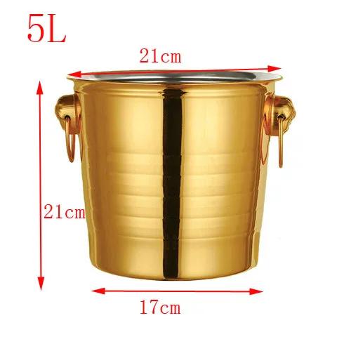 Gold Golden Thick Tiger Head Stainless Steel Ice Punch Bucket Wine Beer Cooler Champagne Cooler Party KTV Double Ear Ice Bucket