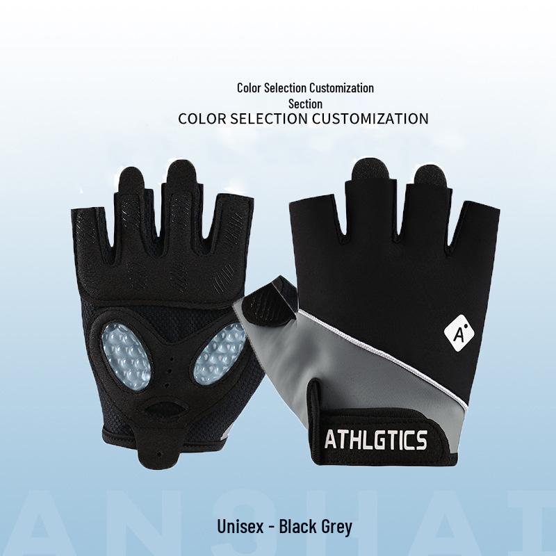 

Ice Silk Non-Slip Half-Finger Fitness Gloves for Yoga, Cycling & Pull-Ups - Unisex Wear-Resistant Sports Gloves Small черный серый