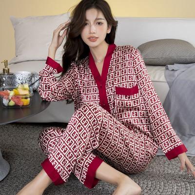 Set de pijamale pentru femei, nou toamnă iarnă, pantaloni cu mânecă lungă din mătase de gheață, cardigan lejer de noapte