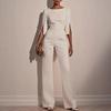 women's Pearl Embellished 3/4 Sleeve Solid Color Slim Fit Straight Leg Jumpsuit Evening Party Romper