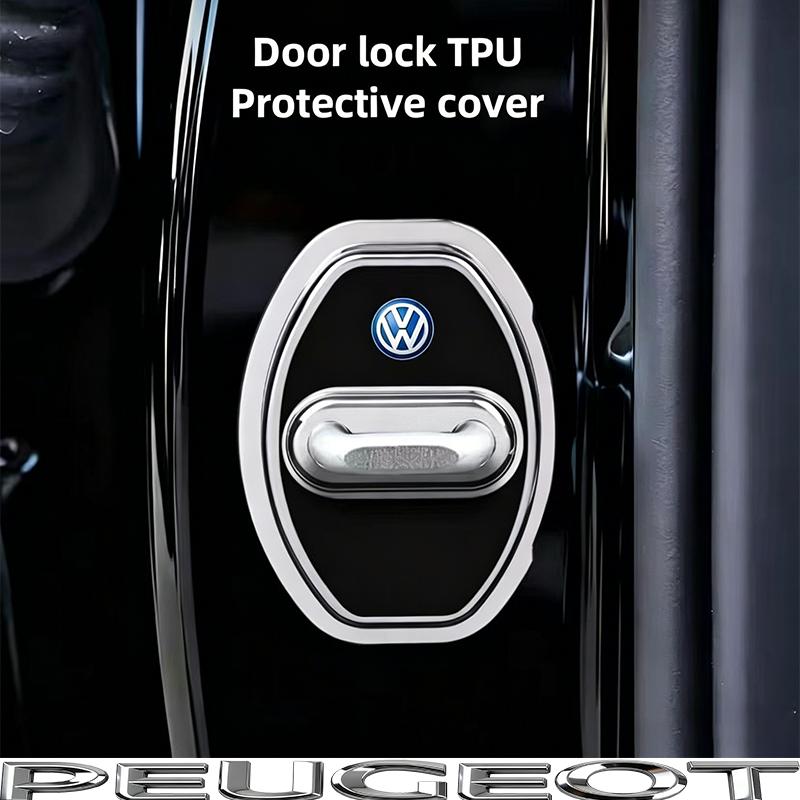 4Pcs Silicone Car Door Lock Cover Shock Absorber Accessories For VW GTI Polo Golf Passat Tiguan Arteon Touareg CC Taigo Hub Cap zq3