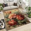 Chinese Peony Printed Rug  Non-Slip Washable Polyester Mat, Floral Decor for Bedroom,Living Room, Garden, Camping Indoor/Outdoor