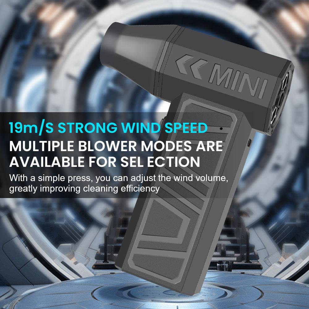 პორტატული ელექტრო ჰაერის გამწმენდი საწმენდი ჰაერის ნაკადის ინსტრუმენტი მტვერსასრუტი მანქანის გასაწმენდად თოვლის გასაბერად 4 სიჩქარით რეგულირებადი ტურბო რეაქტიული ვენტილატორის ტიპი Type-C დამუხტვა