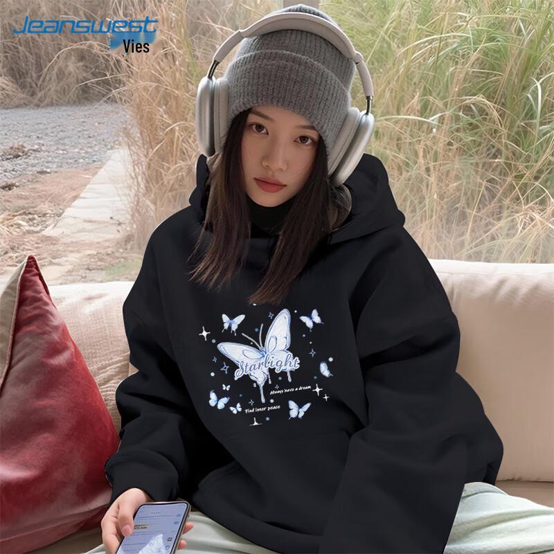 

JEANSWEST Women s Loose Fit Hooded Sweatshirt M