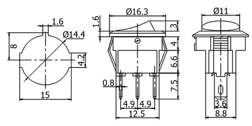 Smrs102 Switch Round On-On Red