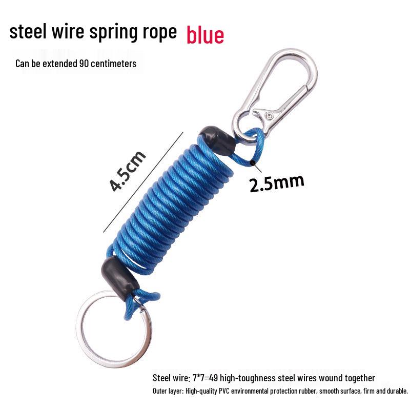 Helmet Anti-Lost Spring Rope with Lock Reminder and Warning Function
