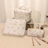 Floral Quilted Cotton Travel Makeup Bag Set – Portable, Large Capacity, 3-Piece