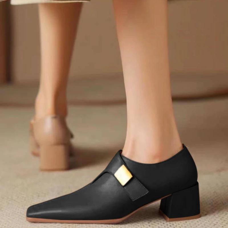 Fashion Women's High Heels New Zipper Square Heel Pointed Toe Ankle Boots Dress Ladies Heeled Shoes for Women Botas De Mujer