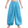 Completo da Danza del Ventre per Ragazze Rete Manica Lunga Monospalla Lucido Paillettes Crop Top Pantaloni Bloomers Satinati Gamba Larga