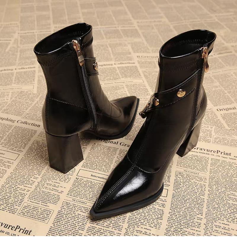 Women's Ankle Boots High Heels Fashion Shoes Chunky Luxury Pumps Dress Winter Boots 2025 New Sexy Elegant Mujer Chelsea Botas