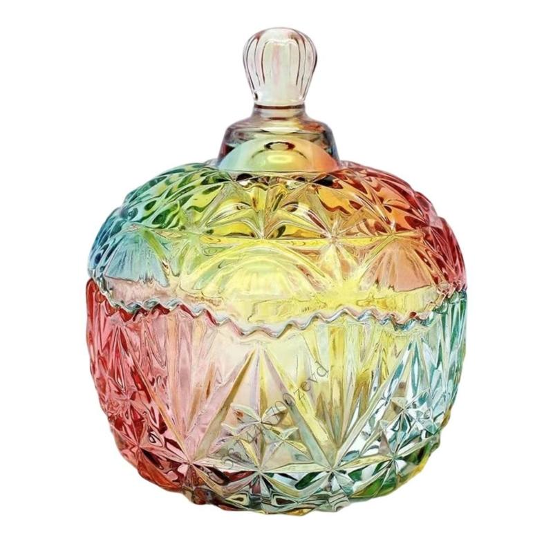 Colorful Handcraft Glass Storage Jar for Treats Home Organization Display P9YB