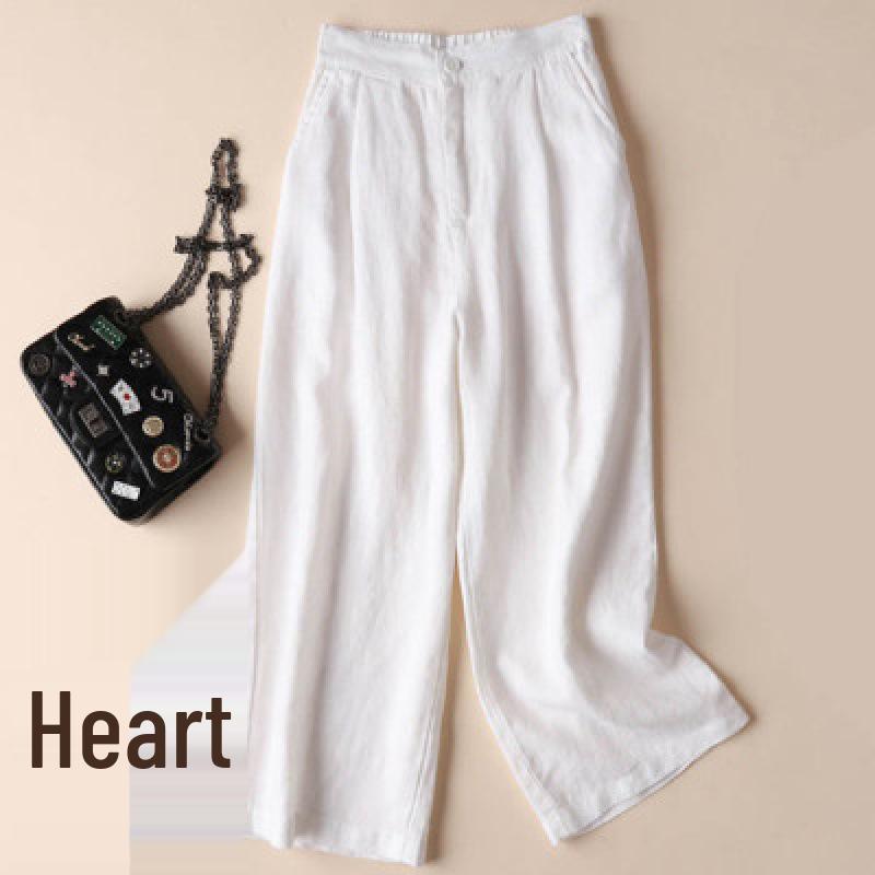 

Женские летние широкие брюки из хлопка и льна - Свободные, повседневные, в студенческом стиле Large белый