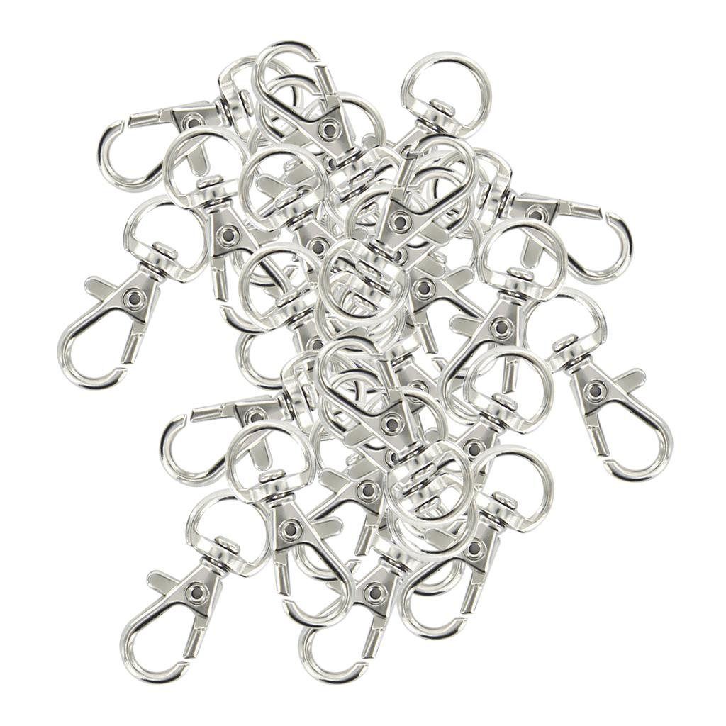 30pcs Silver Metal Snap Hook Clip Keychain Clasp 30mm