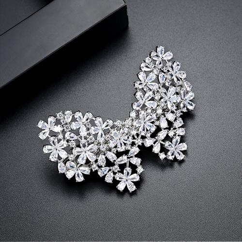 LUOTEEMI New Hot Selling Unique Statement Trendy Butterfly Clear Hairwear With CZ Crystal Brincos Bijoux for Women Party Wedding