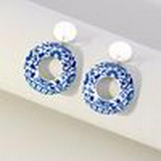 Элегантные женские геометрические серьги с серебряной иглой в стиле сине-белого фарфора