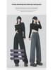 Women's High-Waist Black Wide-Leg Suit Pants - Autumn Casual, Slim, & Straight Leg Fit