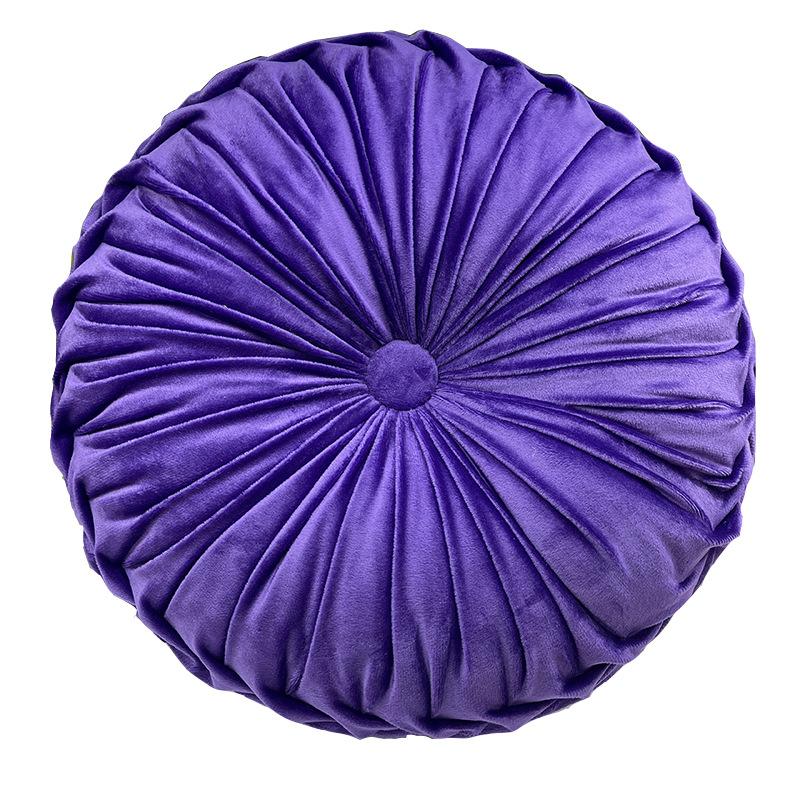 Pernă pentru pernă din catifea de lux europeană, țesătură rotundă, lucrată manual, plisată, cu roți, dovleac, 35 cm