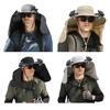 Bucket Hat Lightweight Breathable Water-Repellent Fabric Hiking Hat Adjustable Chin Cord Foldable Neck Guard Sun Hat with 2 Fans