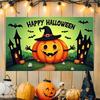 Halloween Banner Happy Halloween Tapestry Pumpkin Skeleton Castle Ghost Print Home Party Wall Hanging Decor Flag