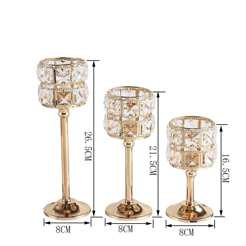 European Mini Crystal Candle Holder, Creative Metal Ornament for Wedding Hotel Decor, Romantic Dinner Table Centerpiece