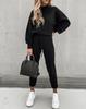 Women's High Neck Long Sleeve Pocket Trousers Two-Piece Set - Casual Autumn Winter Hoodie