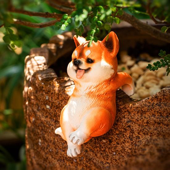 Dog Ornament Resin Animal Dog Figurine Bonsai Mini Plants Garden Hanging Pot Decor Decoration