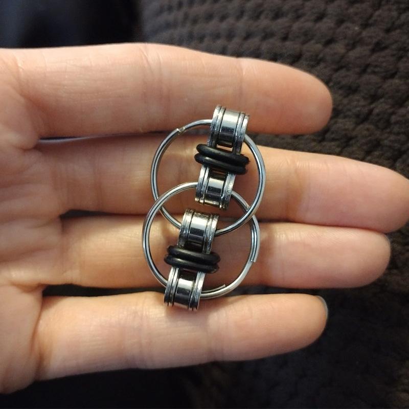 Flippy Bike Chain Fidget Toy Metal Rings Adhd Anxiety  Stress Relief Gifts Cool Gadgets For Adults Teenagers Boys Girls