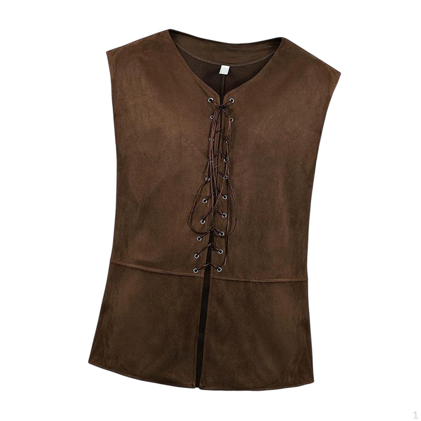 

Мужской средневековый жилет со шнуровкой Gaiat для стимпанк-вечеринки, пиратского фестиваля XL кофейный