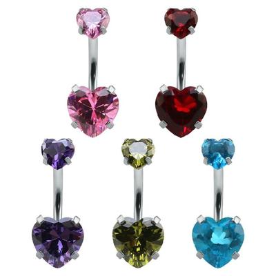 Stylish Crystal Heart Belly Piercing Accessory Stainless Steel Navel Jewelry Elegant Body Decoration for Casual Outfits
