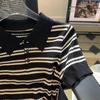 Women Summer Striped Casual Shirts Short Sleeve Knitted Slim Top